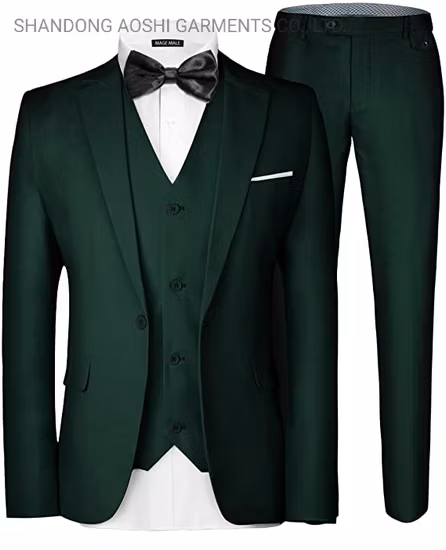 Aoshi Men′ S 3piece Wedding Suit Elegant Solid Color Single Button Slim Fit Single Button Party Coat Vest Pants Suit